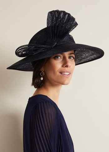 Phase Eight Pleat Bow Hats Navy Canada | RKMBXP-165